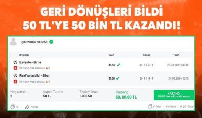 Geri dönüşleri bildi, 50 TL’ye 50 bin TL kazandı!